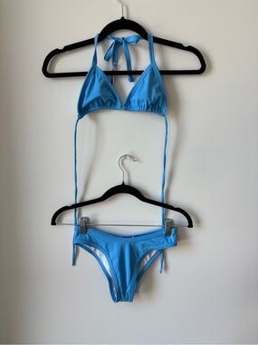 Blue Triangle Tie Bikini Set - Women's Swim